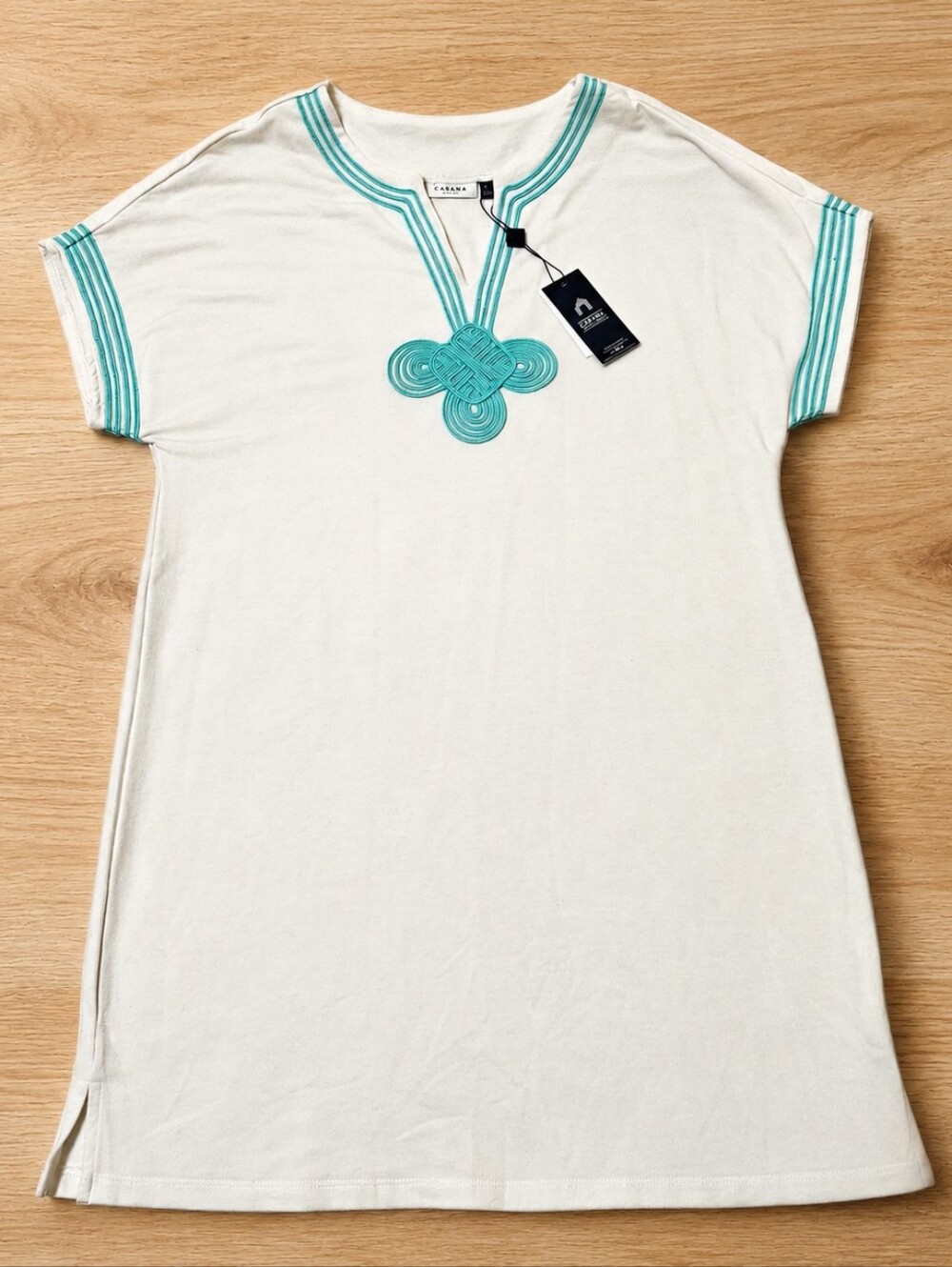 Cabana Life White Mini Dress with Aqua Trim